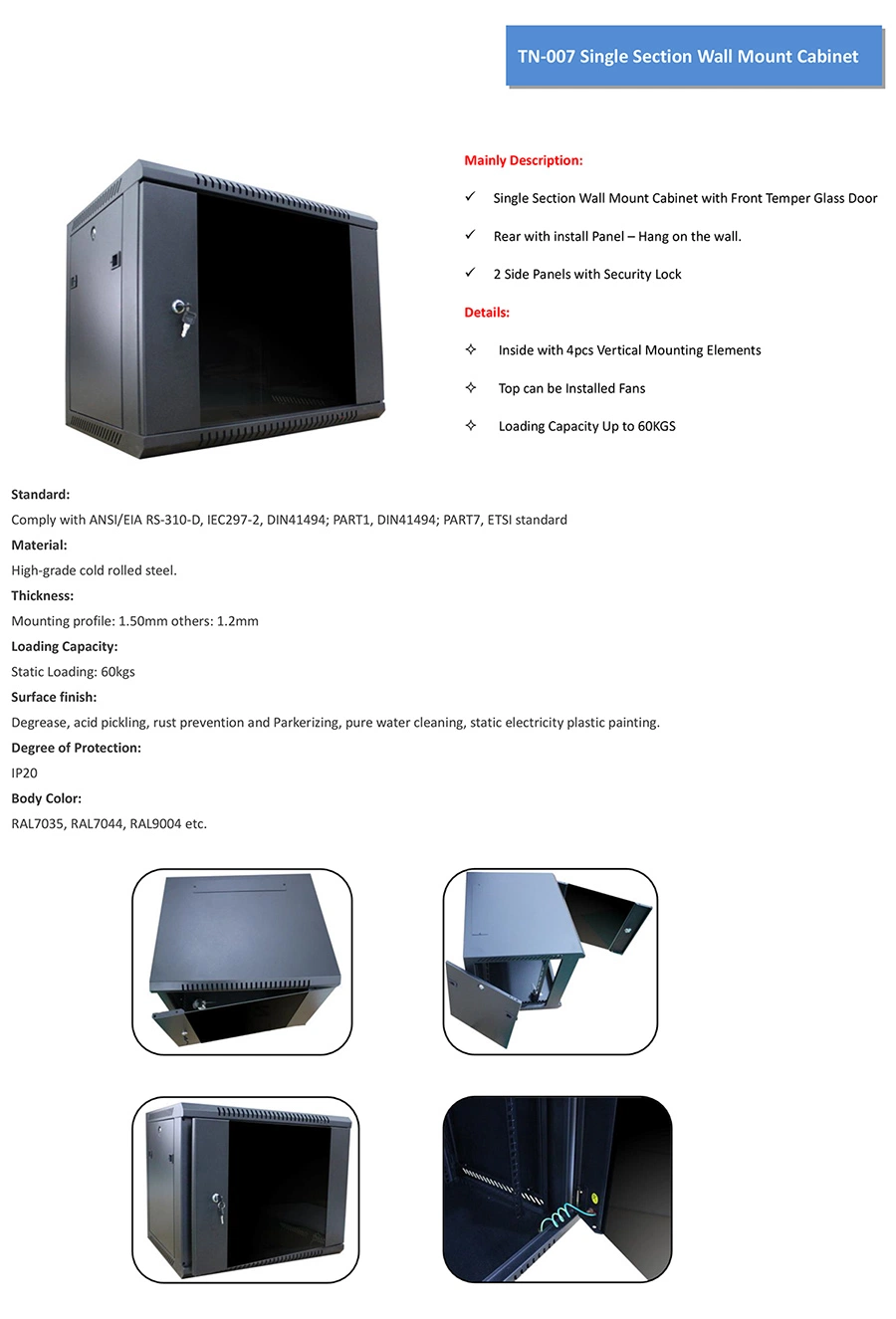 Tn-007b Single Section Wall Mount Network Cabinet with Flat Packing Structure